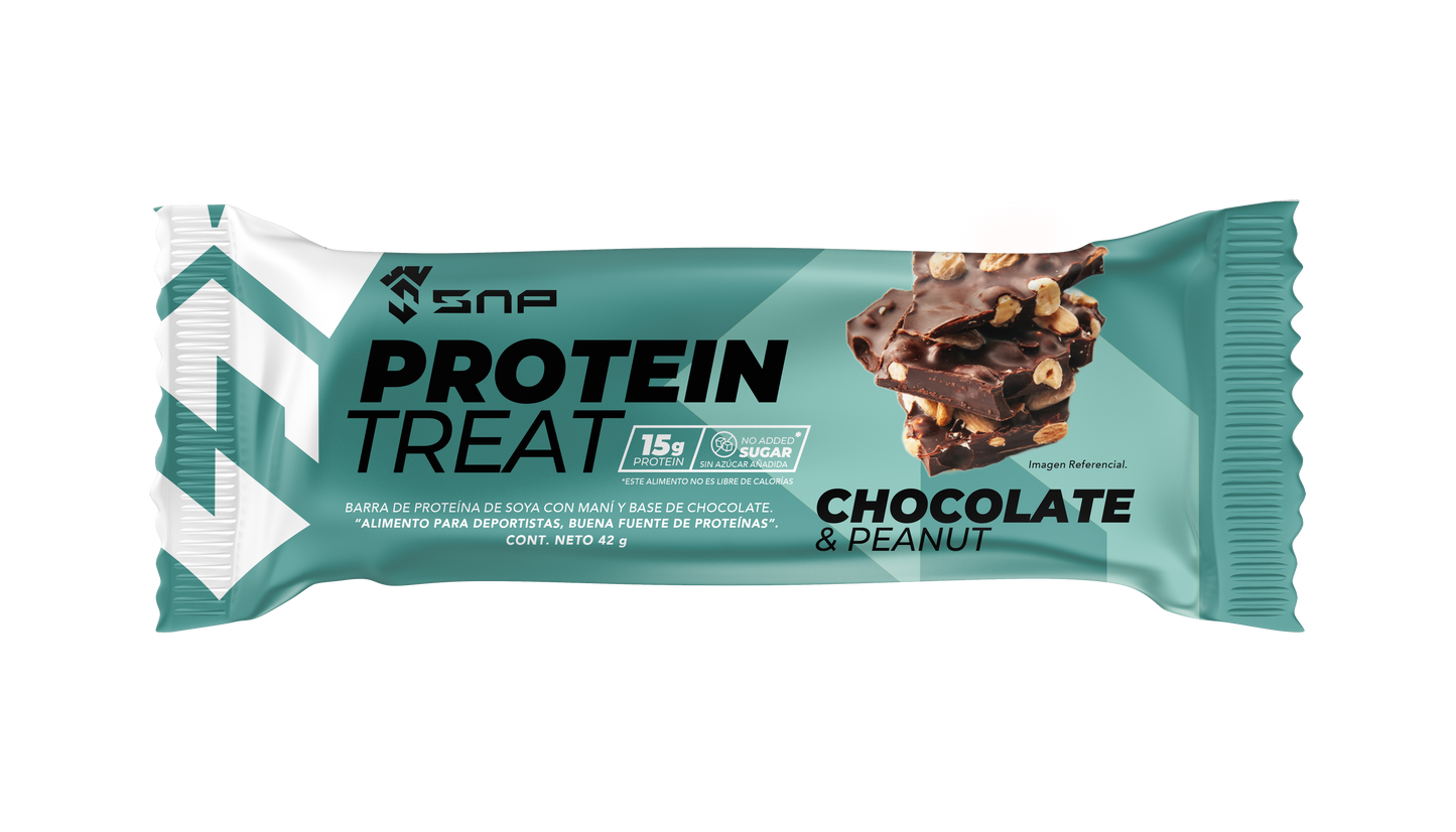 PACK 12 SNACK DE PROTEINA CHOCOLATE & MANÍ 42 GR, PROTEIN TREAT SNP