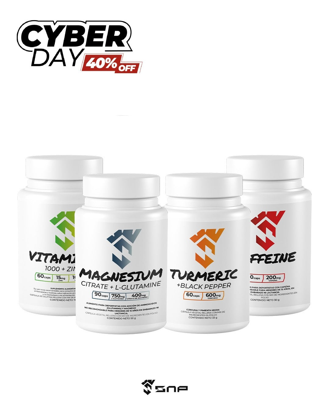 PACK CÁPSULAS CAFEÍNA + MAGNESIO + CÚRCUMA + VITAMINA C