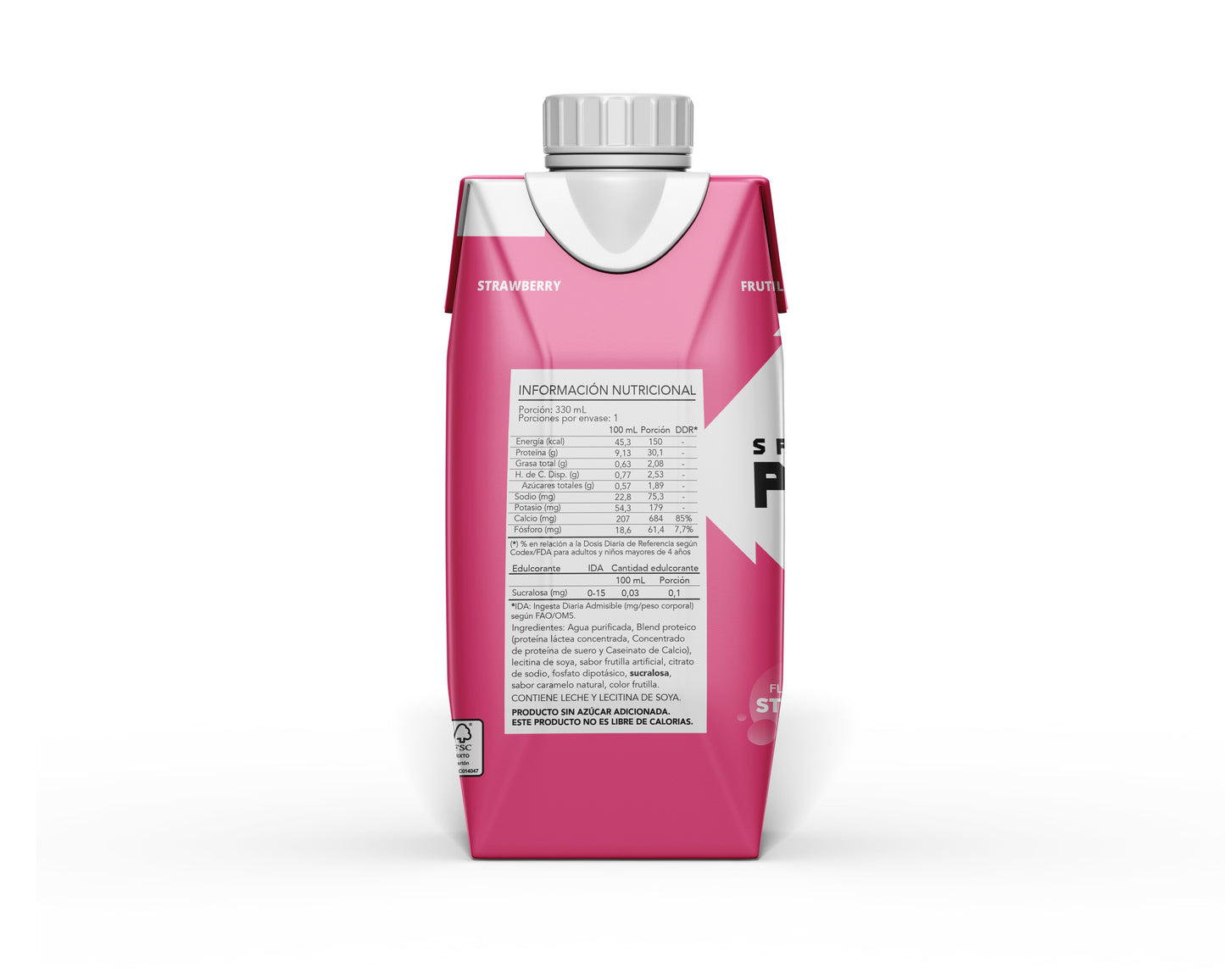 Bebida Proteína Shake SNP Frutilla – Pack 18 Unidades 330ml